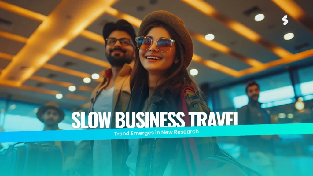 Gen Z professionals embracing slow business travel, focusing on sustainability and balanced work trips.